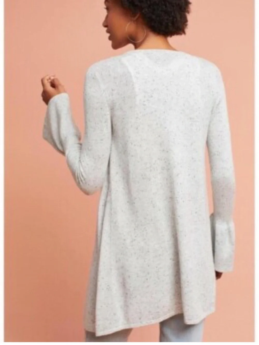 Anthropologie Moth Lyra Cashmere Blend Bell Sleeve Waterfall Long Cardigan S EUC
